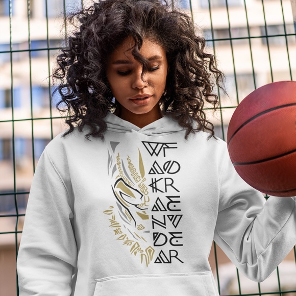 WAKANDA FOREVER GOLD, WHITE, SILVER AND BLACK: DESIGN; UNISEX CUSTOM HOODIE - Picture 4 of 6